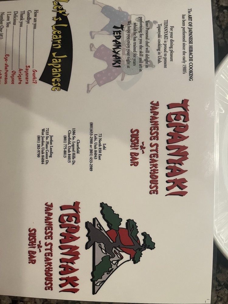Tepanyaki Japanese Steakhouse Menu - Image 1