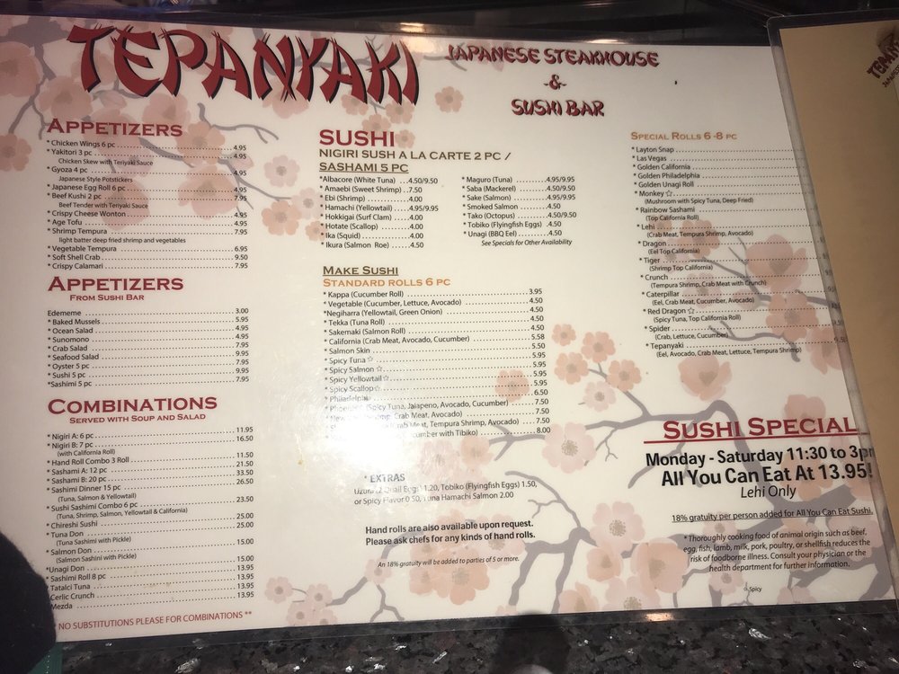 Tepanyaki Japanese Steakhouse Menu - Image 5