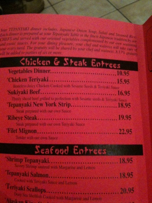 Tepanyaki Japanese Steakhouse Menu - Image 7